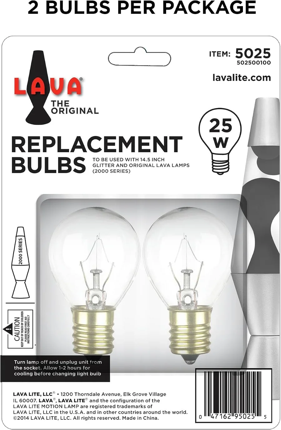 Lava Lite 25-Watt Replacement Bulbs for 14.5 Inch Lamps, 2-Pack