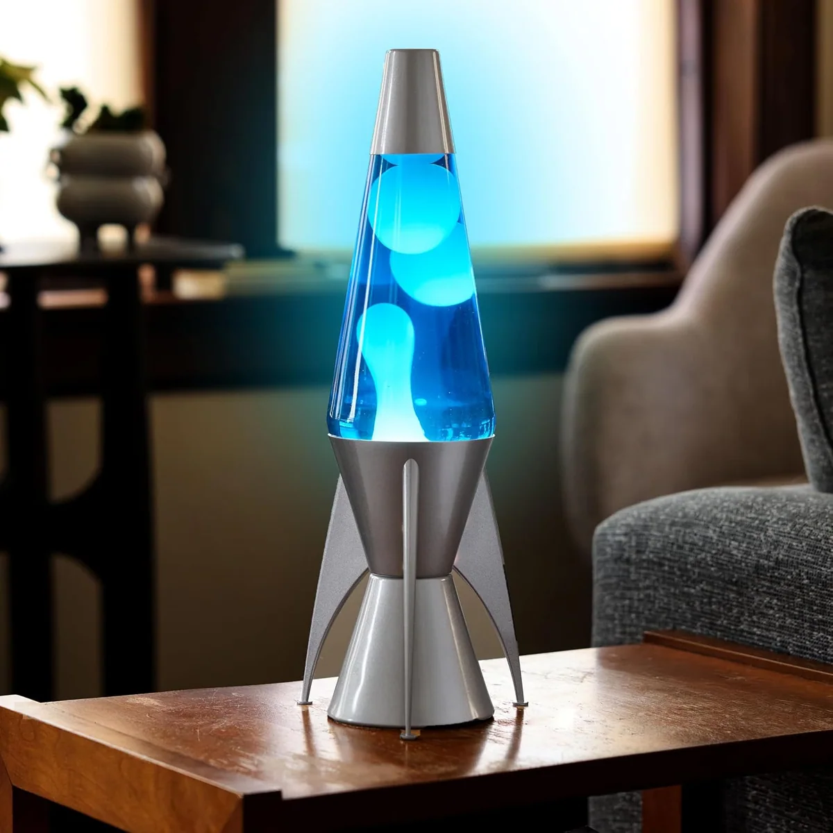 Lava Lite Retro Rocket Gray Stratosphere Lava Lamp, 14.5 Inch